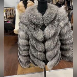 Silver fox fur coat